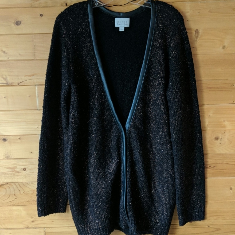 Black & metallic brass/gold flecked cardigan.